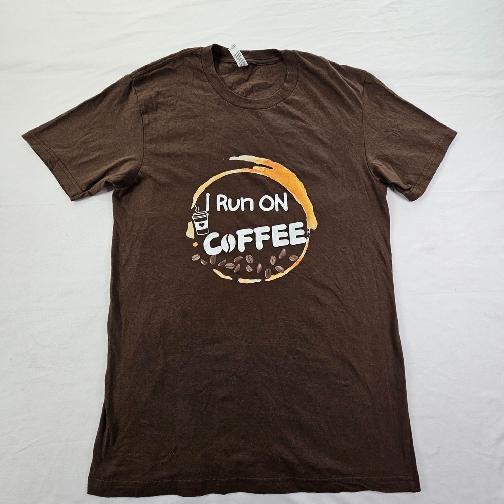 I‎ Run On Coffee Brown Short Sleeve Cotton T-Shirt Adult M
